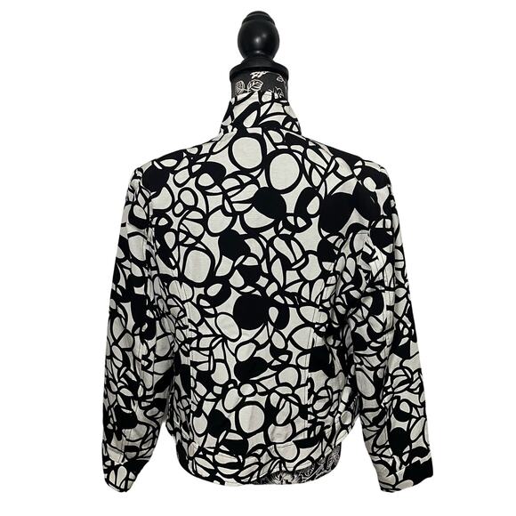 Robert Kitchen Canada Black & White Abstract Print Zip-Up Moto Jacket - Size XL - Picture 7 of 8